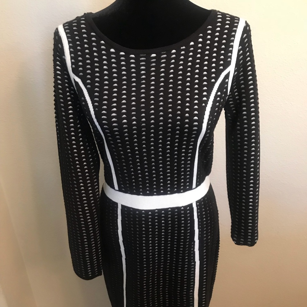 Black with white eyelet sweater dress